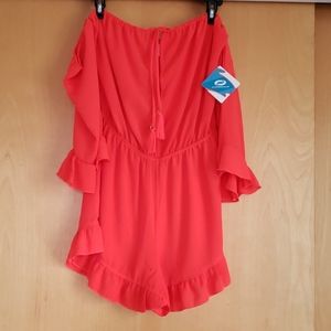 Coral romper with front key hole